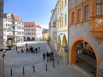 Görlitz, Untermarkt Blick von leicht oben auf den Görlitzer Untermarkt
