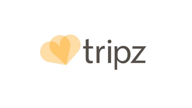Das Logo von tripz: Auf der linken Seite ist eine Herz dargestellt und rechts daneben steht "tripz".