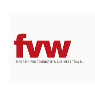 Das Logo von fvw: In der Mitte des Logos steht "fvw" und darunter "Magazin für Touristik & Business Travel".